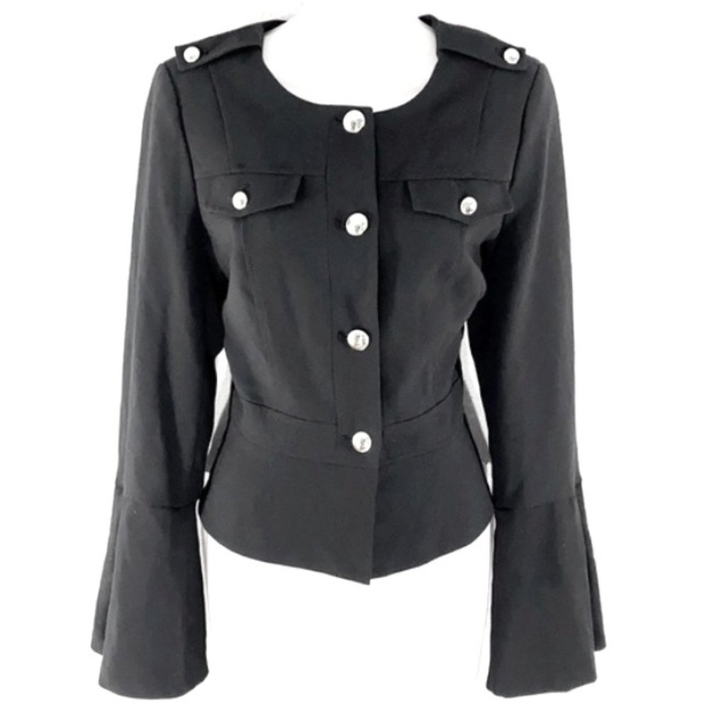 WHBM Peplum Bell Sleeve Blazer Black